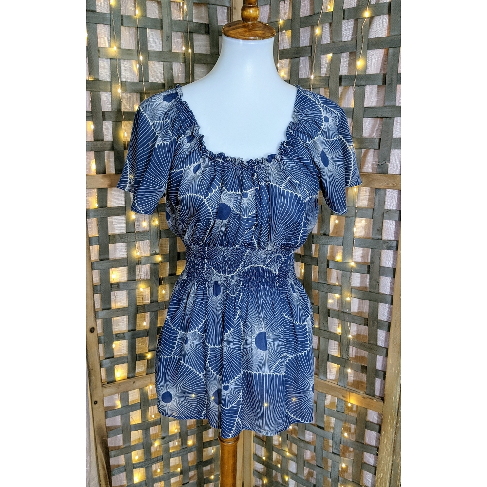 Marimekko for Anthropologie | Blue Peasant Top | 4